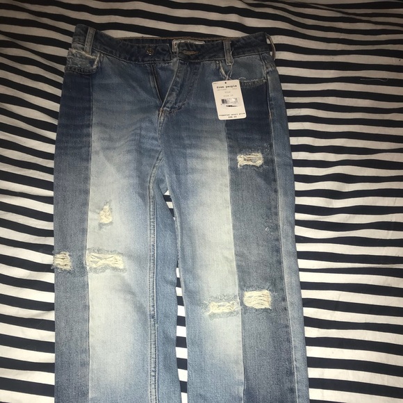 Free People Color-Block Boyfriend Jeans NWT - Picture 2 of 4